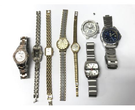 A bag of wristwatches including Sector, Rotary, Pulsar etc.
