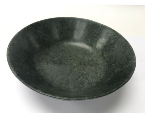 A spinach green coloured jade bowl. Diameter approx 21cm