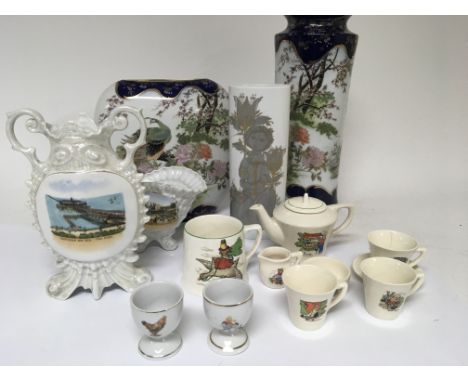 A collection of ceramics including two 20th Century Japanese Porcelain vases a modern design Rosenthal vase a child's tea set