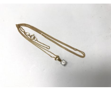 A diamond pendant with 9ct chain. Weight approx 1.4g