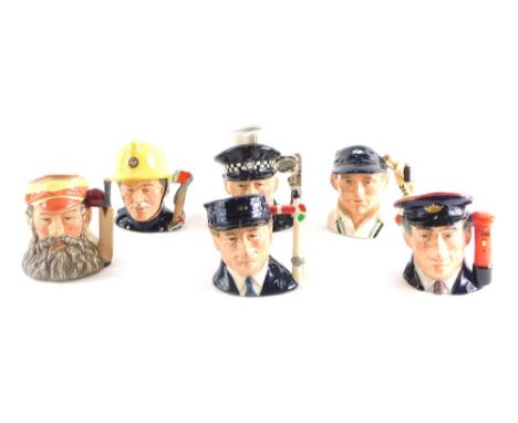 Various Royal Doulton character jugs, The Engine Driver, limited edition number 1581D823, printed marks beneath, 9cm high, WG