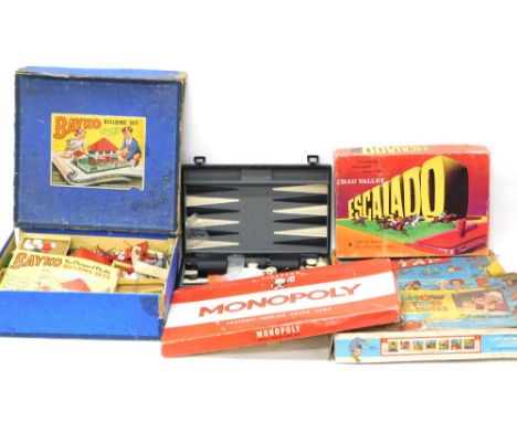 Various board games, to include vintager Tap Tap, a Bayko part building set, Monopoly, Chad Valley Escalado, etc. (a quantity