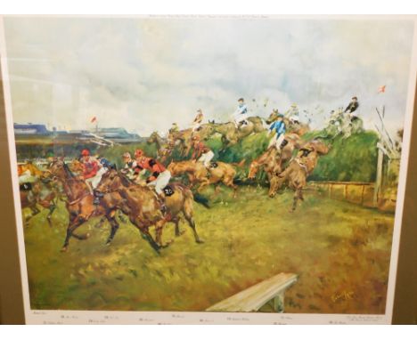 After Lynn. Beechers Brook, Grand National print, 1976 Venture print, 62cm x 74cm.