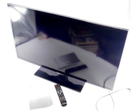A Samsung LED 40" television, in black trim with wire, remote control, lead and manual.