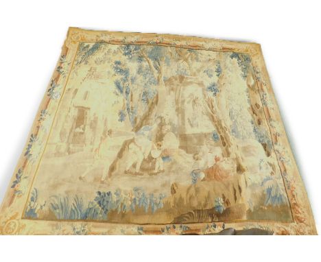 An 18thC Aubusson tapestry Les Amusements de la Campagne After J B Huet, woven in wool and silk, linen backed, 170cm x 80cm. 