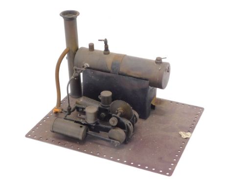 A Mamod style stationary engine, on metal base, 20cm high. 