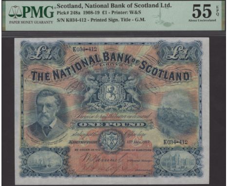 National Bank of Scotland Limited, £1, 15 May 1914, serial number K034-412, Samuel and one other manuscript signature, in PMG