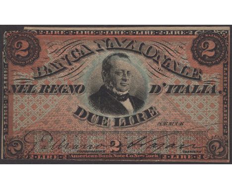 Banca Nazionale nel Regno d’Italia, a colour trial proof for 2 Lire, ND (1866), no serial number, Galliano and Nazari signatu