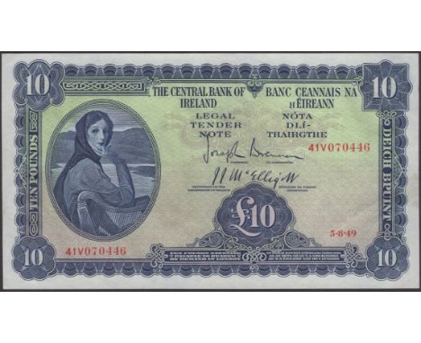 Central Bank of Ireland, £10, 5 August 1949, serial number 41V 070446, Brennan and McElligott signatures, light handling, but