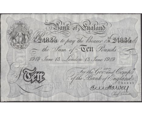Bank of England, Ernest M. Harvey, £10, London, 16 June 1921, serial number 65/K 24835, a pleasing good very fine and above a