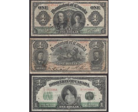 Dominion of Canada, $1 (3), 31 March 1898, serial number 484735, series M, Elliott and Bovile signatures, 3 January 1911, ser