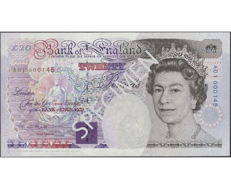Bank of England, George M. Gill, £20, 5 June 1991, serial number A01 000145, uncirculated, a good low number  EPM B358 £120-£