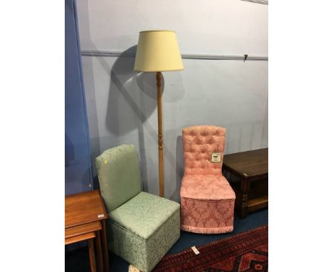 Standard lamp and two bedroom chairs