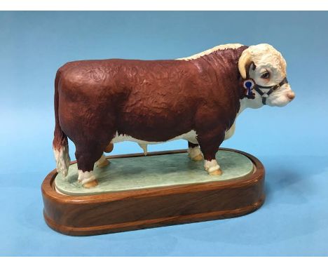 A Royal Worcester porcelain 'Hereford Bull', modelled by Doris Lidner, with accompanying letter from Henry Sandon and J. G. L