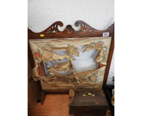 Tapestry Fire Screen and Tea Caddy - Both For Restoration 