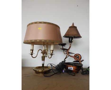 Water Feature Lamp and Three Branch Table Lamp 