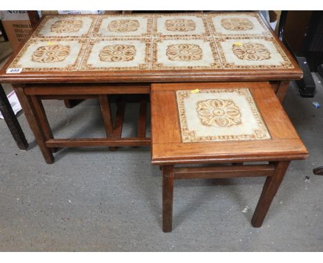 Retro Tile Topped Table with Ladder Shelf under 