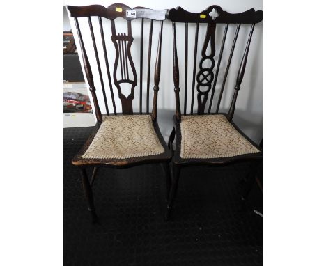 2x Stick Back Bedroom Chairs with Upholstered Seats 