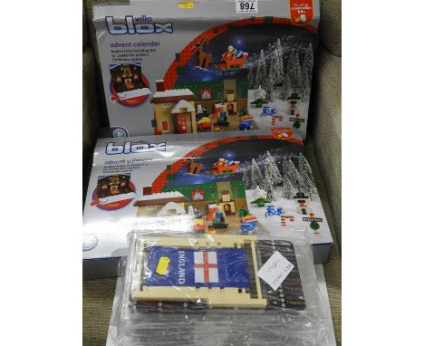 Miniature England Flag Deck Chairs and Boxed Wilkinson Blocks Advent Calendar 