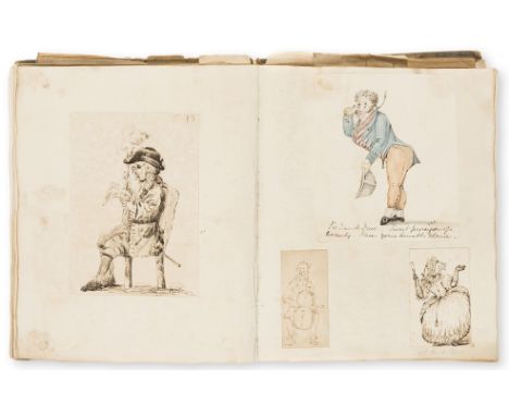 [Siddons (Capt. George John, 1785-1848)] A scrap album with over 90 original drawings and watercolours, some travel subjects 