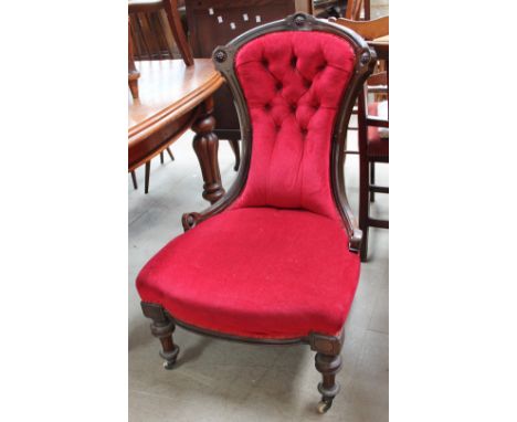 A Victorian button back upholstered nursing chair