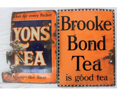 A Brooke Bond enamel sign together with a Lyons tea enamel sign 