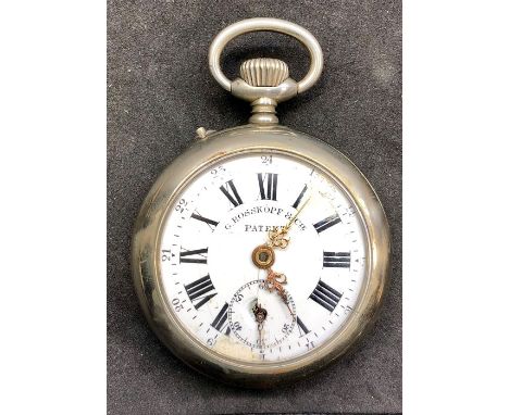 Antique. G.Rosskopf  &amp; Cie patent pocket watch  winds and ticks but no warranty given case measures not including loop an