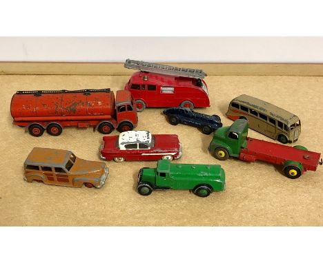 Selection of dinky cars and lorry played with condition 