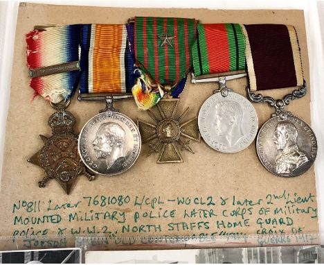 WW1 mons star group of medals to 7681080 L/Cpl j.s. sabin mounted military police includes monstar long service and good cond