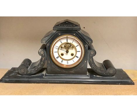 Large Victorian slate mantle clock for restoration 