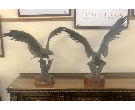 Pair large vintage Golden Eagle sculptures by R Witmore