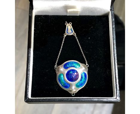 Charles horner silver and enamel pendant chester silver hallmarks pendant in good condition measures approx 26mm by 28mm top 