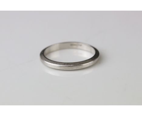 Platinum wedding band, width approx 2.5mm, ring size R 