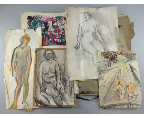 John Rosser, a collection of late 1940's / early 1950's sketches and drawings in original portfolio. Provenance: collection c