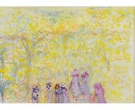 John Rosser, 'Figures In Enchanted Garden', unsigned, gouache,  27cm x 37cm,Provenance: collection consigned directly from th