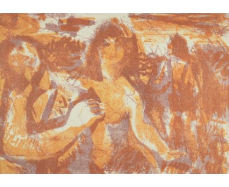 John Rosser, 'The Bathers', unsigned gouache, circa 1949/50. 30cm x 42cm. Please Note - Lot Number in printed catalogue is in