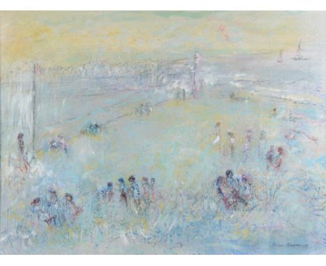 John Rosser, 'Across the beach before Bournemouth', signed gouache, 50cm x 60cm. Provenance: collection consigned directly fr