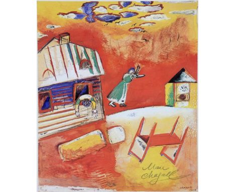 After Marc Chagall, three prints, the largest, 26cm x 23cm, 