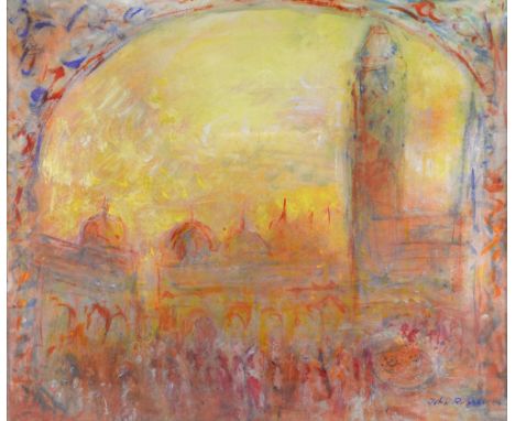 John Rosser, 'Early Morning Light, St Marks Square, Venice ' signed, dated 14 gouache, 65cm x 80cm. Provenance: collection co