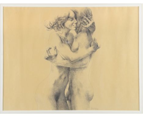 Alberto Vazquez, 'Naked couple', pencil sketch, signed 35cm x 45cm, 