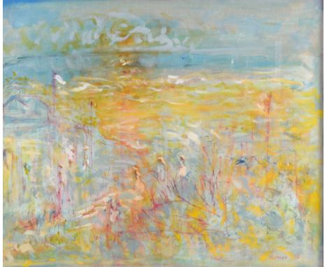 John Rosser, 'Windy Day, Sandbanks', signed dated 2014, gouache, 49cm x 60cm. Please Note - Lot Number in printed catalogue i