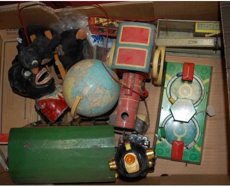 Two boxes of mixed toys, to include modern issue diecast, tinplate, steam roller, plastic robot etc 