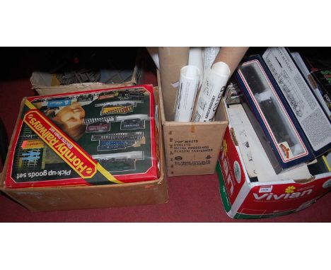 Three boxes containing Hornby Ralways electric train set, various accessories, Bachmann Branchline, Gresley A4 Pacific locomo