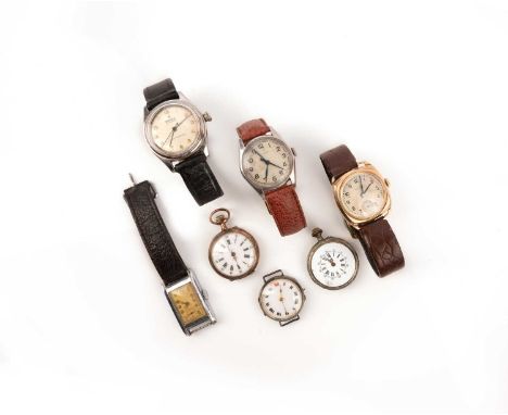A collection of watches, comprising: Rolex, a gentleman's steel military 'Oyster' wristwatch, c.1946, the circular dial with 