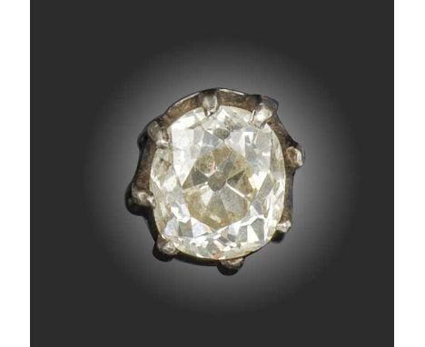 An old cushion-shaped diamond, weighing approximately 1.95cts, claw-set in a silver and gold collet