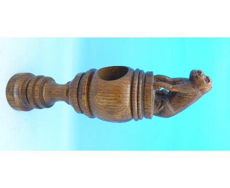 A carved oak screw nutcracker