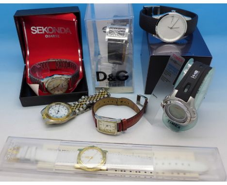 Watches including Swatch, Timex, Sekonda and Dolce & Gabbana (7), some boxed