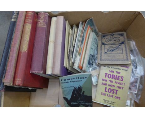 A collection of books including Kitchener's Army and The Territorial Forces, tea cards, etc.