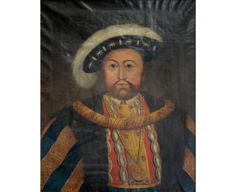 AFTER HOLBEIN, PORTRAIT OF KING HENRY VIII, OIL ON CANVAS, 49 X 61CM 