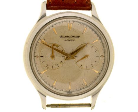 A JAEGER-LECOULTRE SELF WINDING GENTLEMAN''S WRISTWATCH, TWIN SUBSIDIARY DIALS, SLIDING SETTING BUTTON ON CASEBACK, MARKED 63